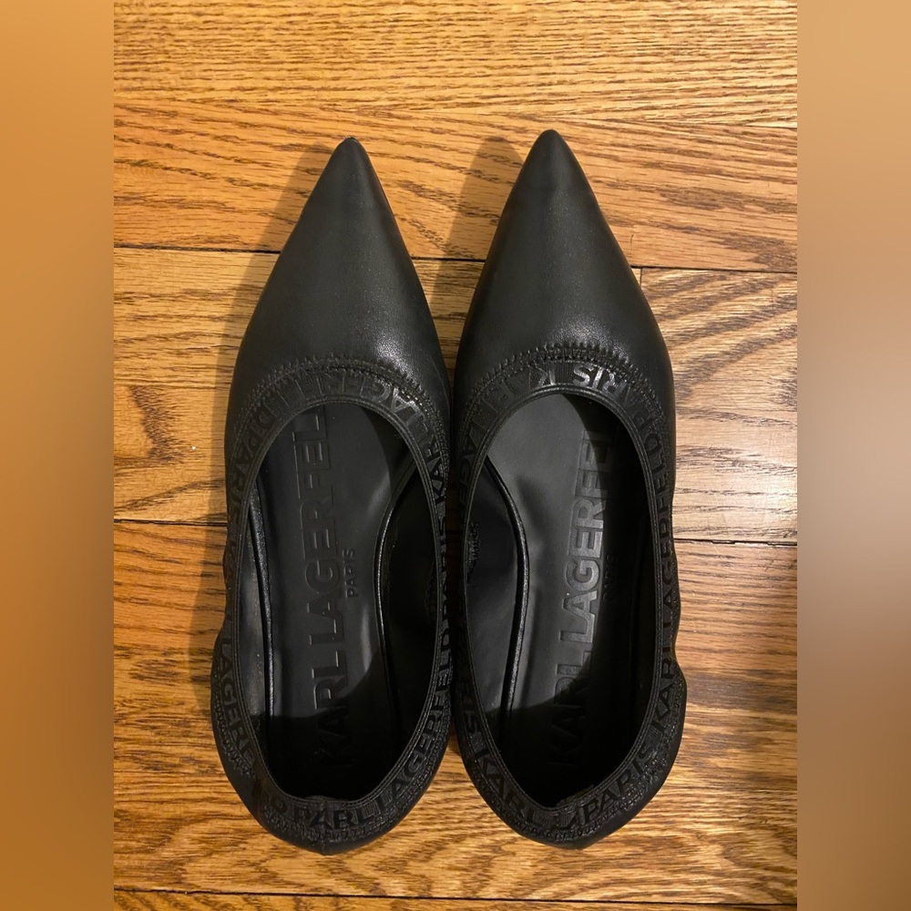 Karl Lagerfeld Paris pointed toe black flats size 8